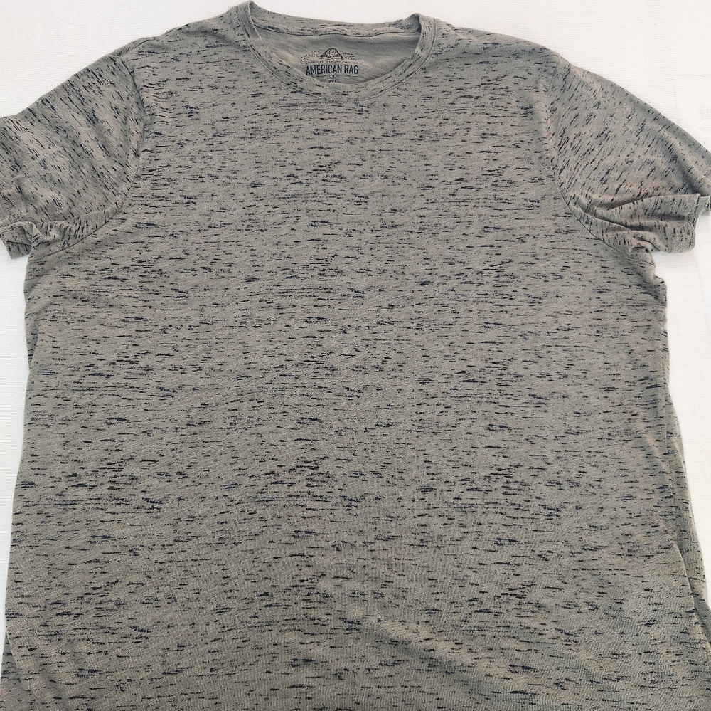 American Rag Speckled Knit T-Shirt Gray Crew Neck Men's Short Sleeve 3XL